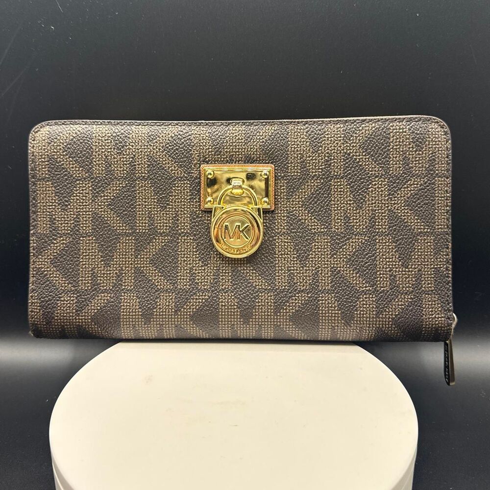 Michael-kors Women's Brown and Gold Wallet-purses